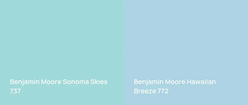Benjamin Moore Sonoma Skies 737 vs Benjamin Moore Hawaiian Breeze 772