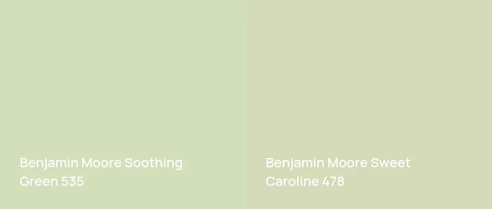 Benjamin Moore Soothing Green 535 vs Benjamin Moore Sweet Caroline 478