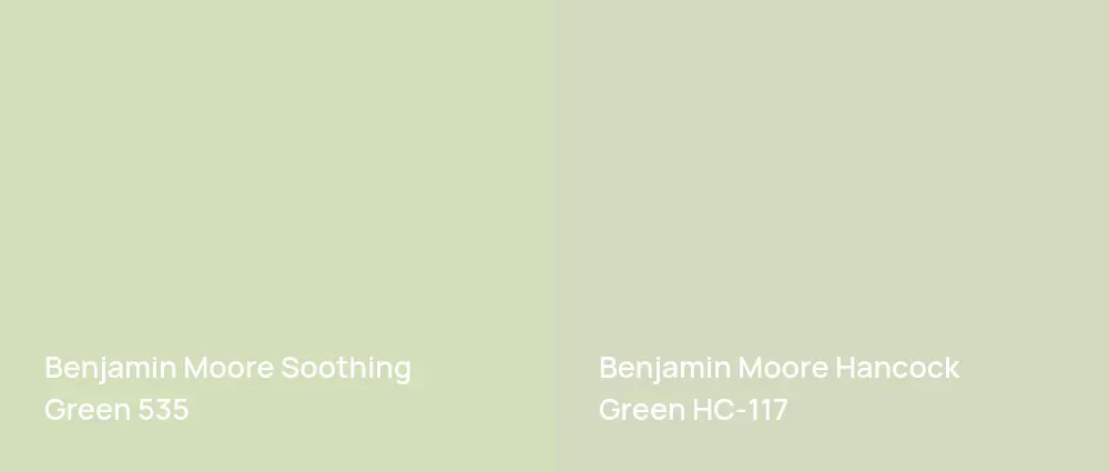 Benjamin Moore Soothing Green 535 vs Benjamin Moore Hancock Green HC-117