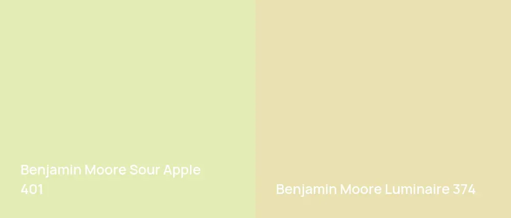 Benjamin Moore Sour Apple 401 vs Benjamin Moore Luminaire 374