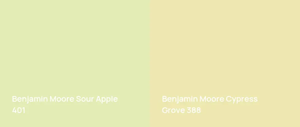 Benjamin Moore Sour Apple 401 vs Benjamin Moore Cypress Grove 388