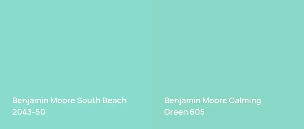 Benjamin Moore South Beach 2043-50 vs Benjamin Moore Calming Green 605