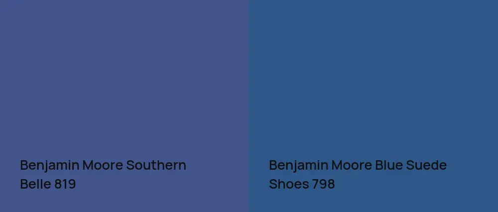 Benjamin Moore Southern Belle 819 vs Benjamin Moore Blue Suede Shoes 798