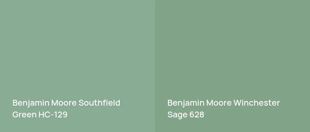 Benjamin Moore Southfield Green HC-129 vs Benjamin Moore Winchester Sage 628