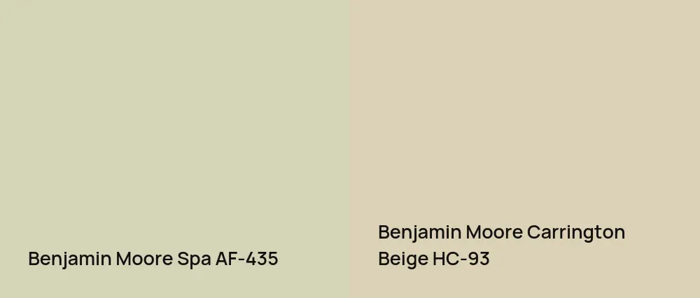 Benjamin Moore Spa AF-435 vs Benjamin Moore Carrington Beige HC-93