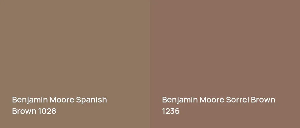 Benjamin Moore Spanish Brown 1028 vs Benjamin Moore Sorrel Brown 1236