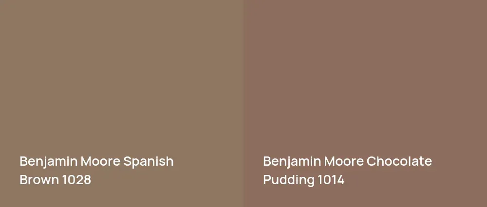 Benjamin Moore Spanish Brown 1028 vs Benjamin Moore Chocolate Pudding 1014
