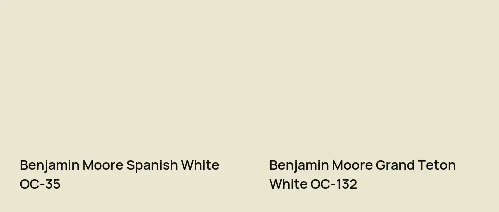 Benjamin Moore Spanish White OC-35 vs Benjamin Moore Grand Teton White OC-132