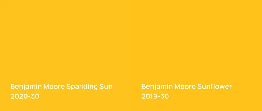Benjamin Moore Sparkling Sun 2020-30 vs Benjamin Moore Sunflower 2019-30