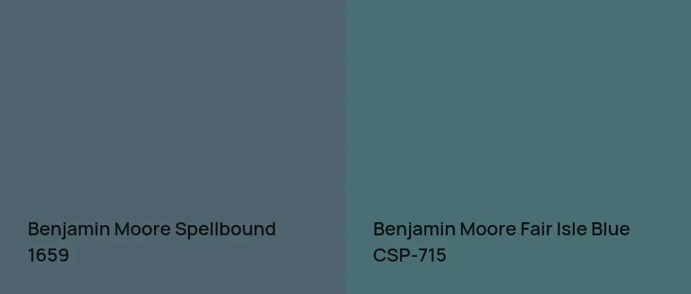 Benjamin Moore Spellbound 1659 vs Benjamin Moore Fair Isle Blue CSP-715