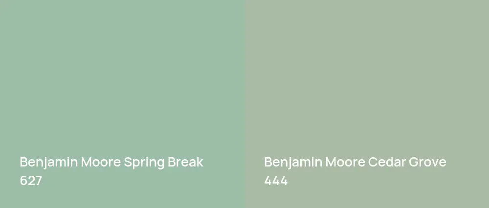 Benjamin Moore Spring Break 627 vs Benjamin Moore Cedar Grove 444