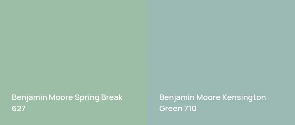 Benjamin Moore Spring Break 627 vs Benjamin Moore Kensington Green 710
