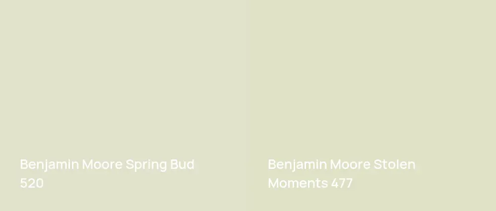 Benjamin Moore Spring Bud 520 vs Benjamin Moore Stolen Moments 477