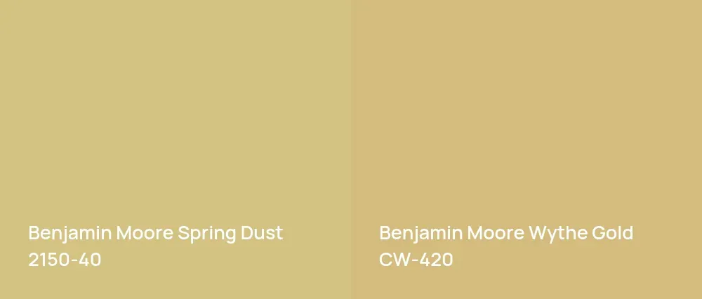 Benjamin Moore Spring Dust 2150-40 vs Benjamin Moore Wythe Gold CW-420