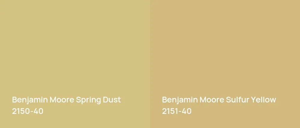 Benjamin Moore Spring Dust 2150-40 vs Benjamin Moore Sulfur Yellow 2151-40