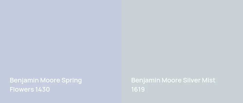 Benjamin Moore Spring Flowers 1430 vs Benjamin Moore Silver Mist 1619