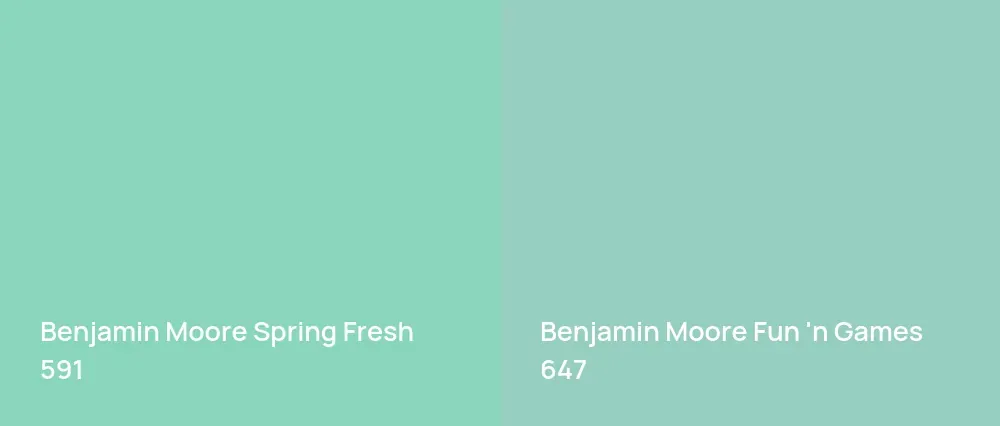 Benjamin Moore Spring Fresh 591 vs Benjamin Moore Fun 'n Games 647