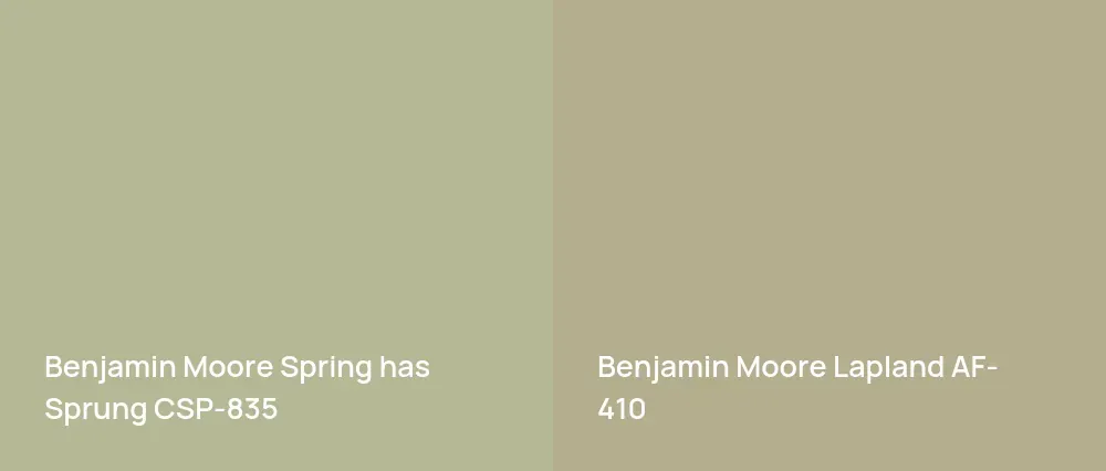 Benjamin Moore Spring has Sprung CSP-835 vs Benjamin Moore Lapland AF-410