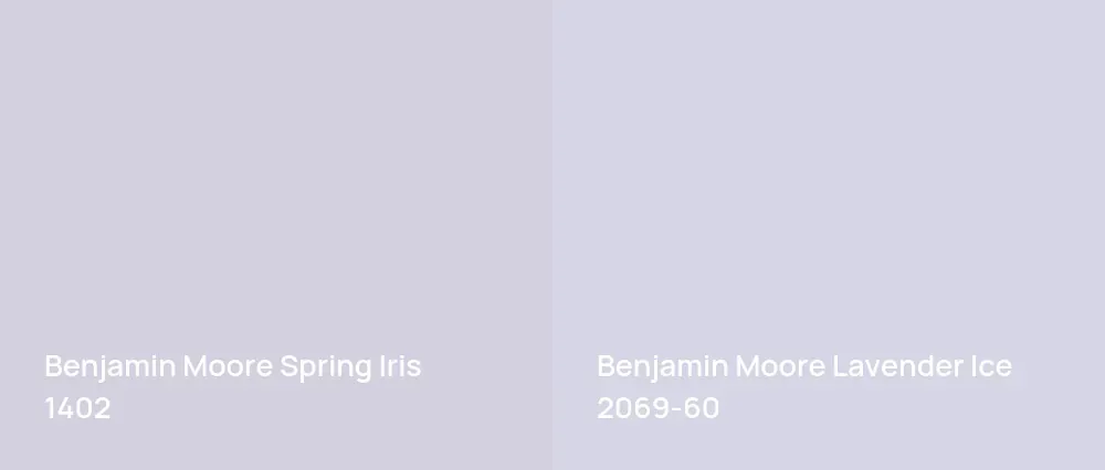 Benjamin Moore Spring Iris 1402 vs Benjamin Moore Lavender Ice 2069-60