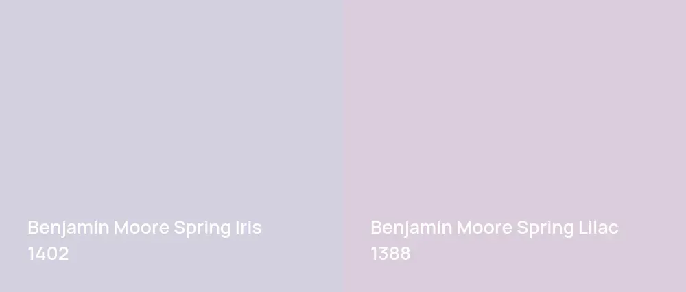 Benjamin Moore Spring Iris 1402 vs Benjamin Moore Spring Lilac 1388