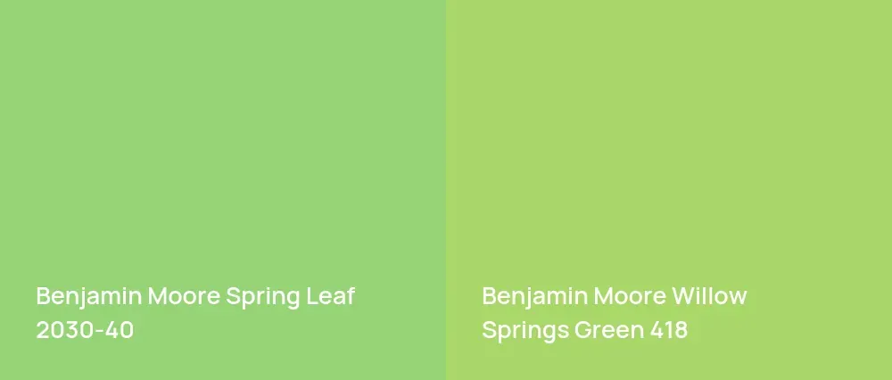 Benjamin Moore Spring Leaf 2030-40 vs Benjamin Moore Willow Springs Green 418