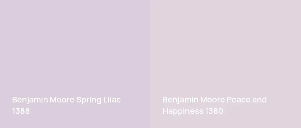 Benjamin Moore Spring Lilac 1388 vs Benjamin Moore Peace and Happiness 1380