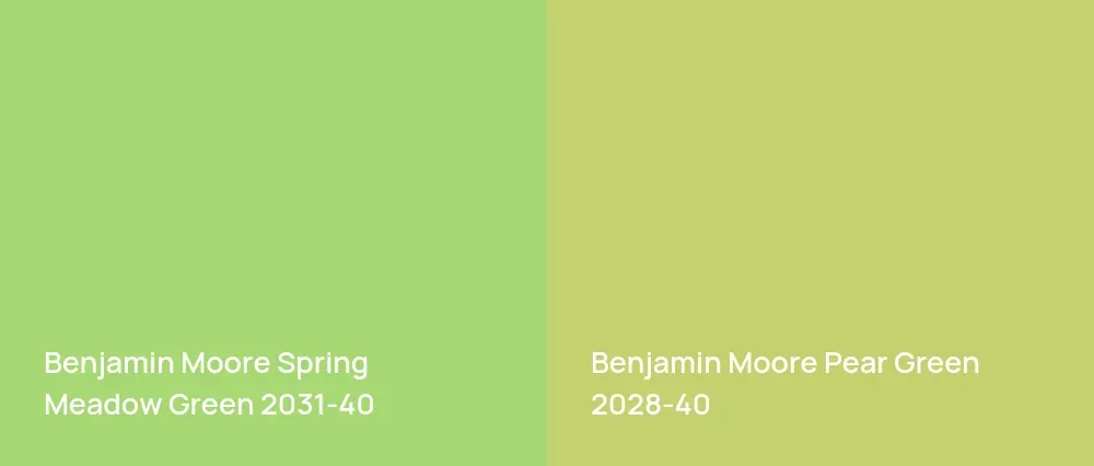 Benjamin Moore Spring Meadow Green 2031-40 vs Benjamin Moore Pear Green 2028-40