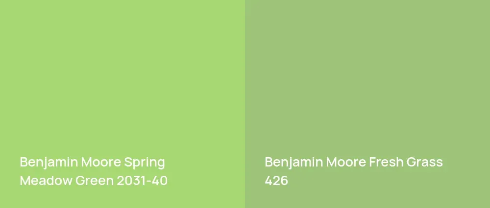 Benjamin Moore Spring Meadow Green 2031-40 vs Benjamin Moore Fresh Grass 426