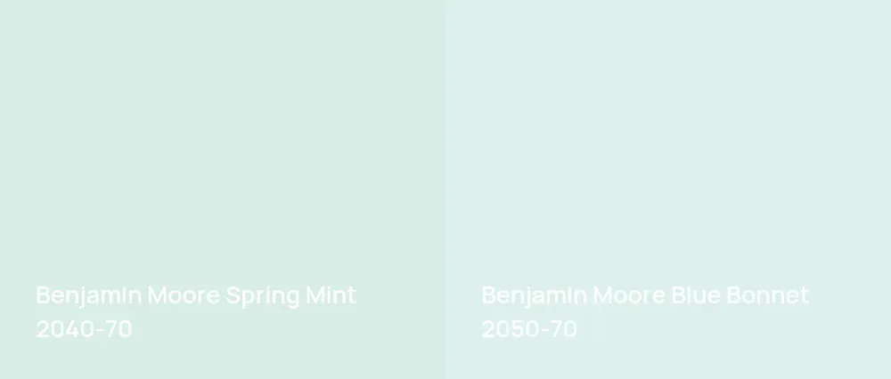 Benjamin Moore Spring Mint 2040-70 vs Benjamin Moore Blue Bonnet 2050-70