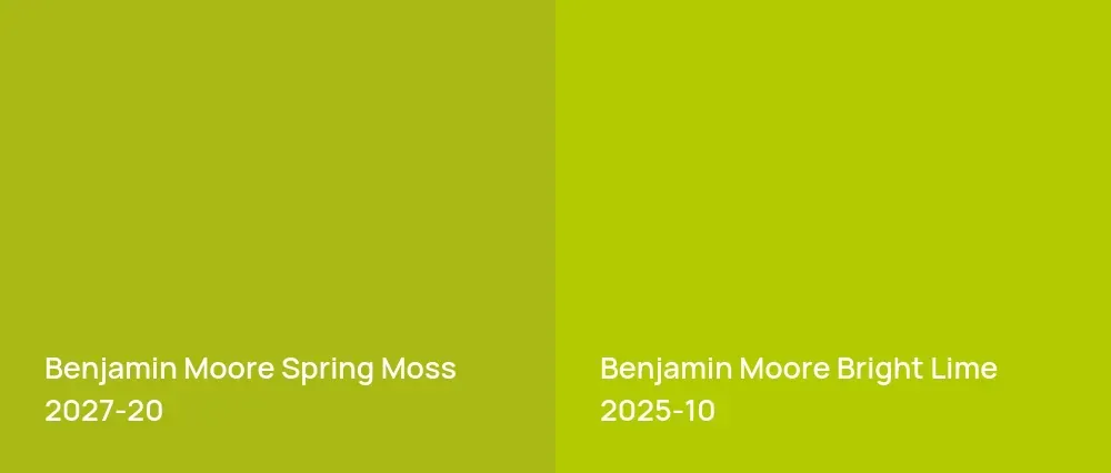 Benjamin Moore Spring Moss 2027-20 vs Benjamin Moore Bright Lime 2025-10
