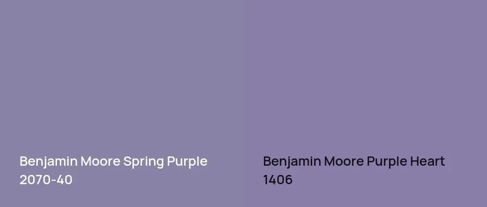Benjamin Moore Spring Purple 2070-40 vs Benjamin Moore Purple Heart 1406