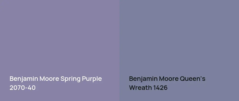 Benjamin Moore Spring Purple 2070-40 vs Benjamin Moore Queen's Wreath 1426
