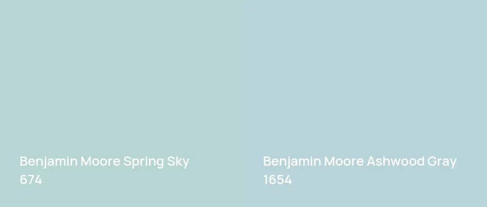 Benjamin Moore Spring Sky 674 vs Benjamin Moore Ashwood Gray 1654