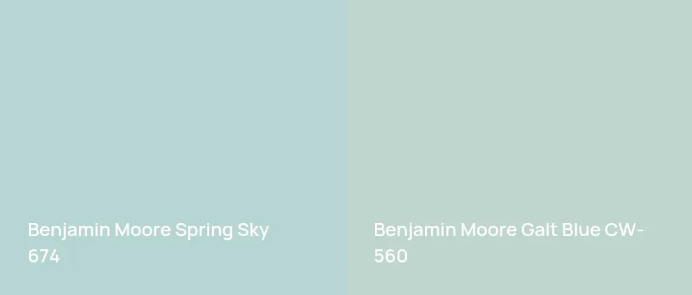 Benjamin Moore Spring Sky 674 vs Benjamin Moore Galt Blue CW-560