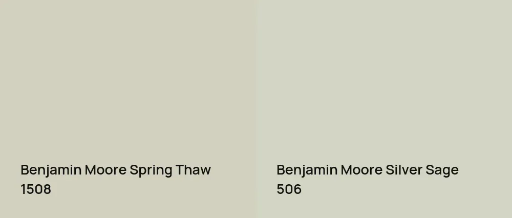 Benjamin Moore Spring Thaw 1508 vs Benjamin Moore Silver Sage 506