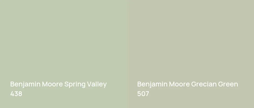 Benjamin Moore Spring Valley 438 vs Benjamin Moore Grecian Green 507