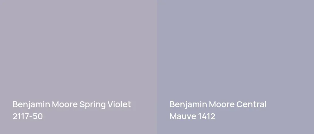 Benjamin Moore Spring Violet 2117-50 vs Benjamin Moore Central Mauve 1412
