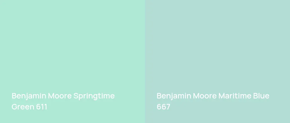 Benjamin Moore Springtime Green 611 vs Benjamin Moore Maritime Blue 667