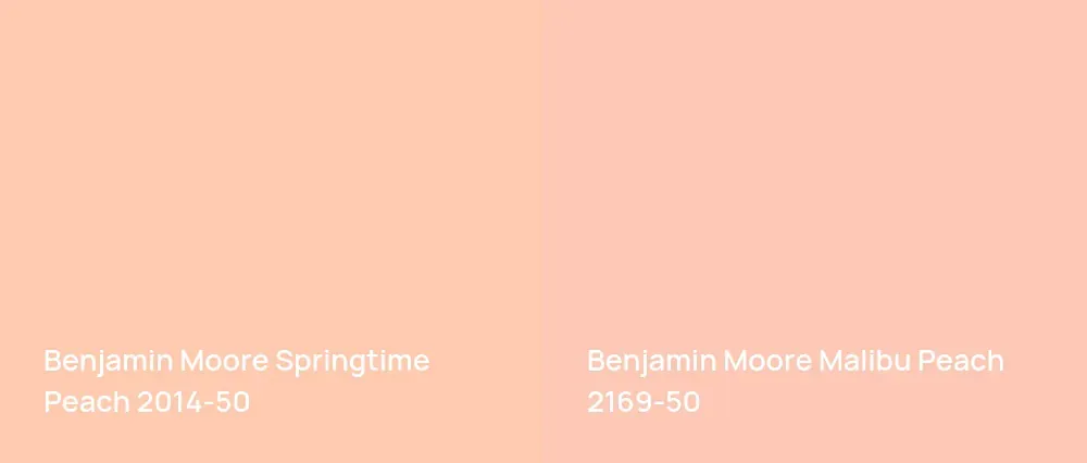 Benjamin Moore Springtime Peach 2014-50 vs Benjamin Moore Malibu Peach 2169-50