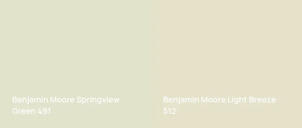 Benjamin Moore Springview Green 491 vs Benjamin Moore Light Breeze 512