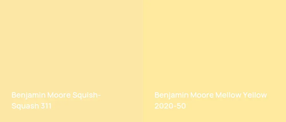 Benjamin Moore Squish-Squash 311 vs Benjamin Moore Mellow Yellow 2020-50