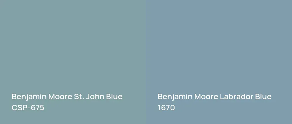 Benjamin Moore St. John Blue CSP-675 vs Benjamin Moore Labrador Blue 1670