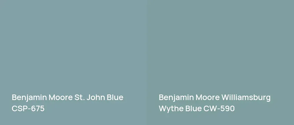 Benjamin Moore St. John Blue CSP-675 vs Benjamin Moore Williamsburg Wythe Blue CW-590