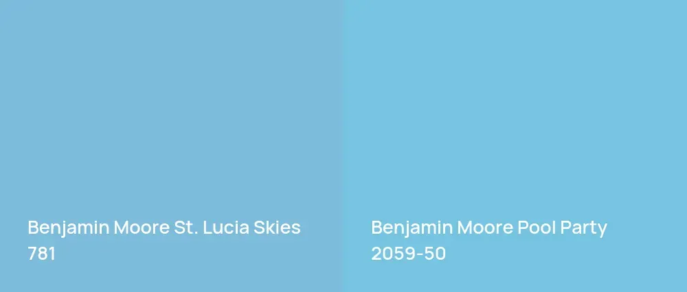 Benjamin Moore St. Lucia Skies 781 vs Benjamin Moore Pool Party 2059-50