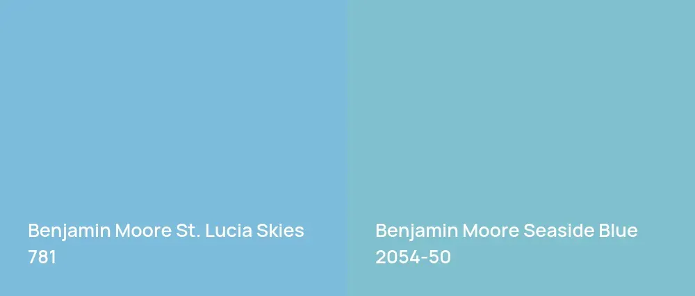Benjamin Moore St. Lucia Skies 781 vs Benjamin Moore Seaside Blue 2054-50