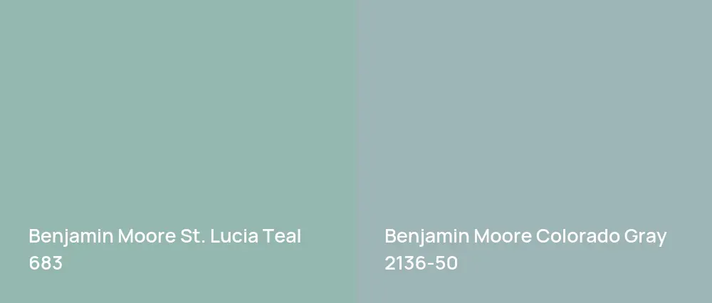Benjamin Moore St. Lucia Teal 683 vs Benjamin Moore Colorado Gray 2136-50