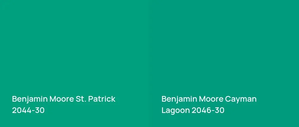Benjamin Moore St. Patrick 2044-30 vs Benjamin Moore Cayman Lagoon 2046-30