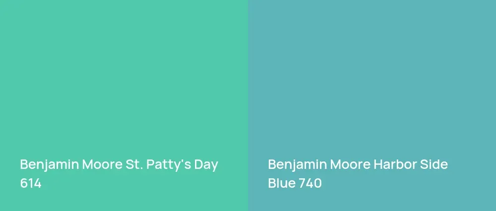 Benjamin Moore St. Patty's Day 614 vs Benjamin Moore Harbor Side Blue 740