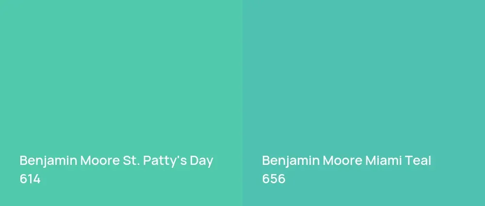 Benjamin Moore St. Patty's Day 614 vs Benjamin Moore Miami Teal 656