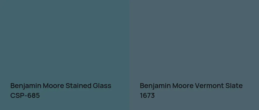 Benjamin Moore Stained Glass CSP-685 vs Benjamin Moore Vermont Slate 1673